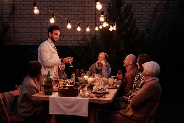 Eating occasional dinner with friends.